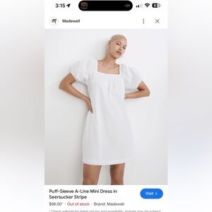 NWT Madewell darling white dress